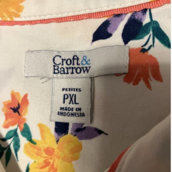 Croft & Barrow PXL Floral Lng Sleeve Multicolr Butn-Down collared Blouse w/pockt - Picture 12 of 13